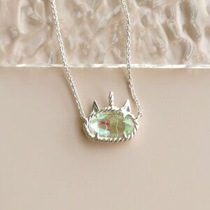 Authentic Kendra Scott Elisa Unicorn Dichroic Glass Bright Silver Short Necklace